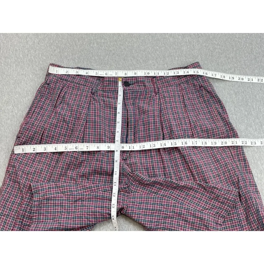 Polo Ralph Lauren Shorts Mens 33 Plaid 100%‎ Cotton Pleated Front 8